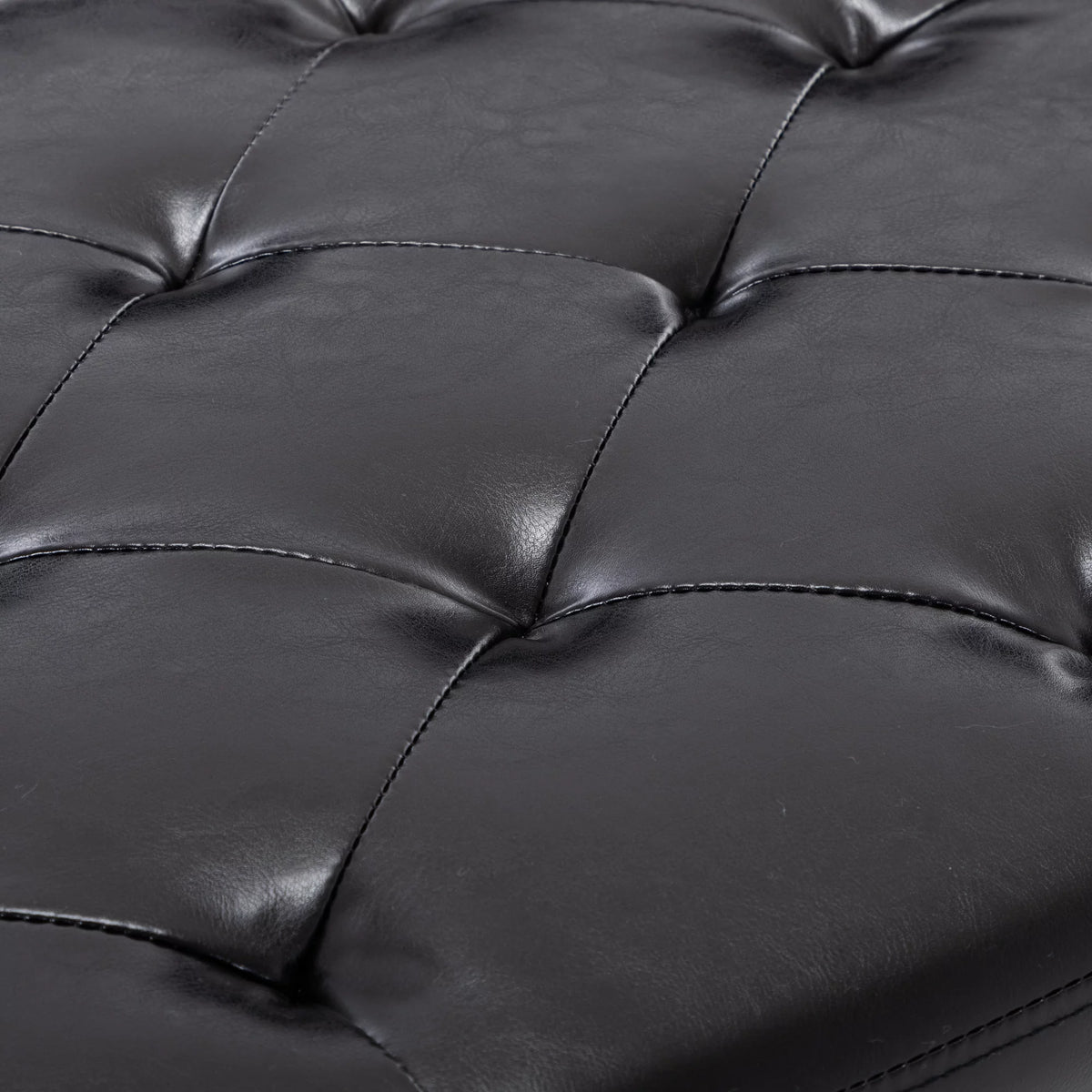 Black Faux Leather Storage Ottoman N3476