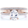 Minimalist 2.00 Carat Oval Diamond Moissanite Engagement Ring in 925 Sterling Silver With 18k Rose Gold Plating W8746