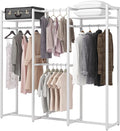 Heavy Duty Free Standing Clothes Rack with Shelves and Hanging Rod G354