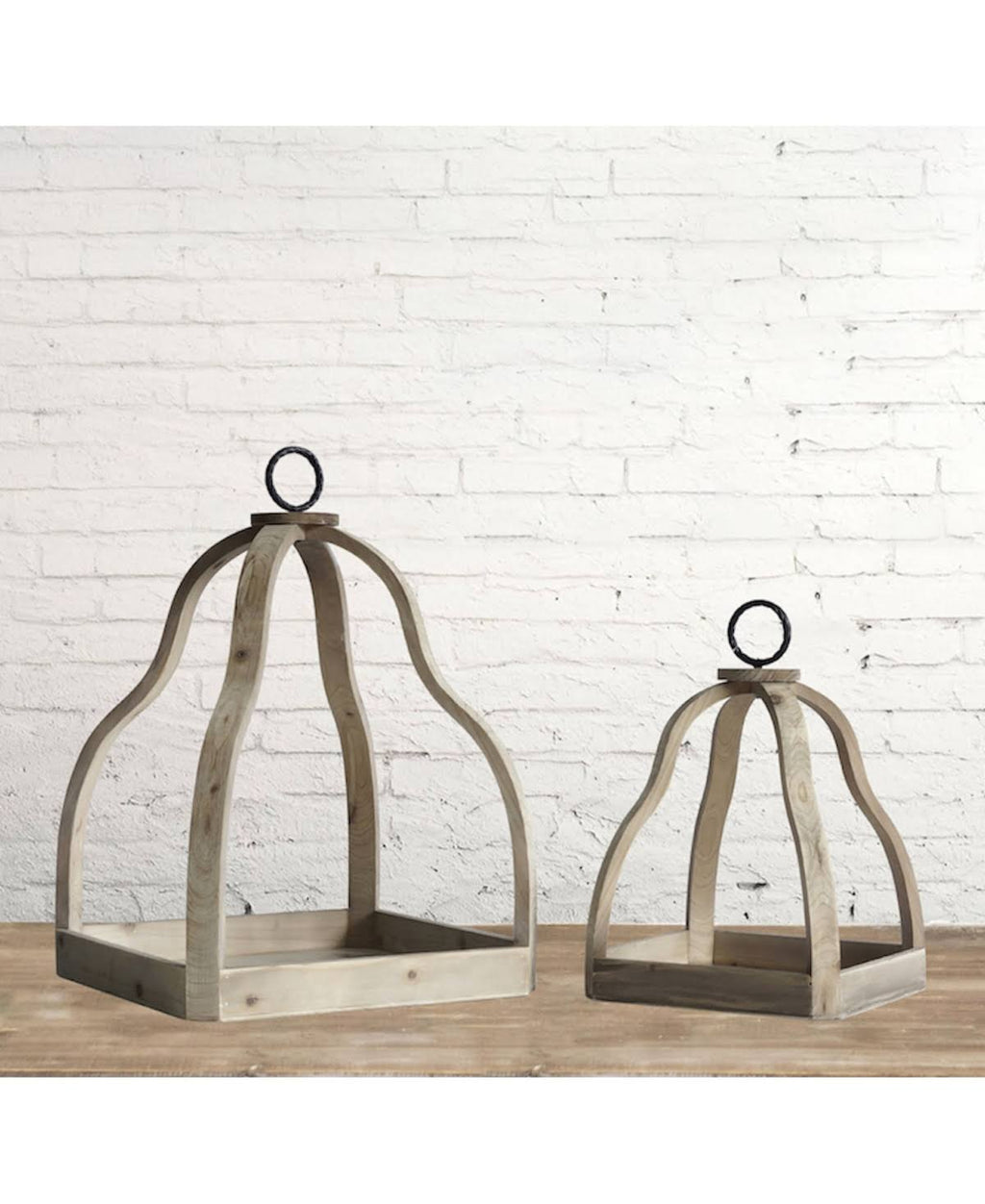 Wood Candle Trays Set of 2 R4882