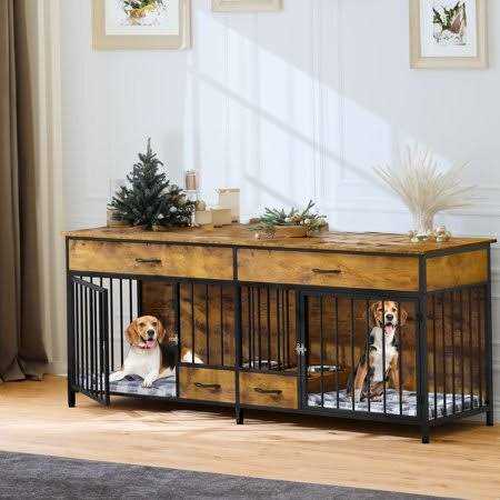 Large Breed Wooden Dog Crate Furniture with Drawers J888693
