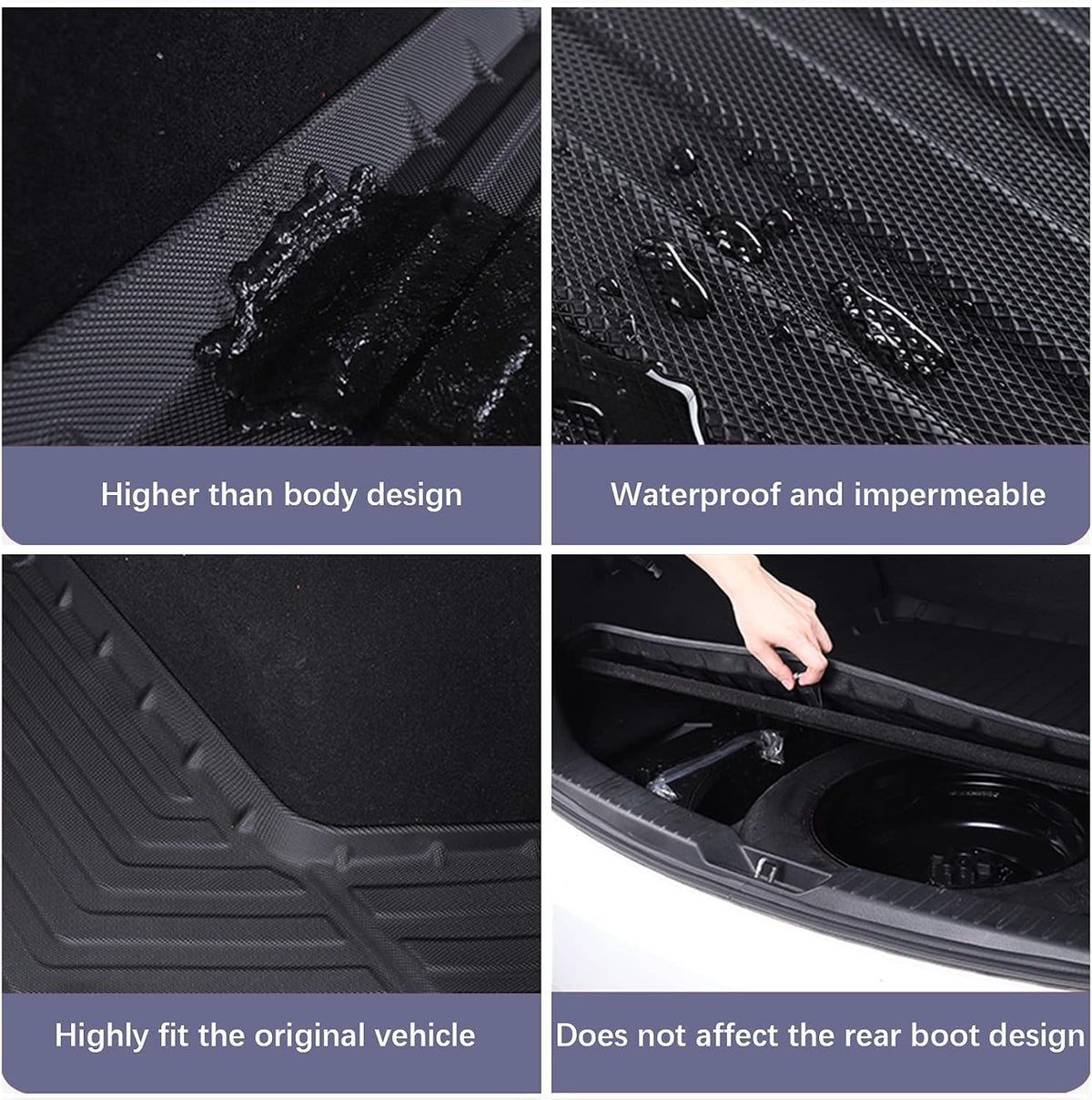 Black TPO All Weather Heavy Duty Waterproof Rear Cargo Tray Trunk Floor Mat Protector C763600