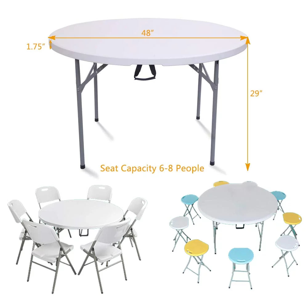 48" Round White Folding Plastic Table X75316