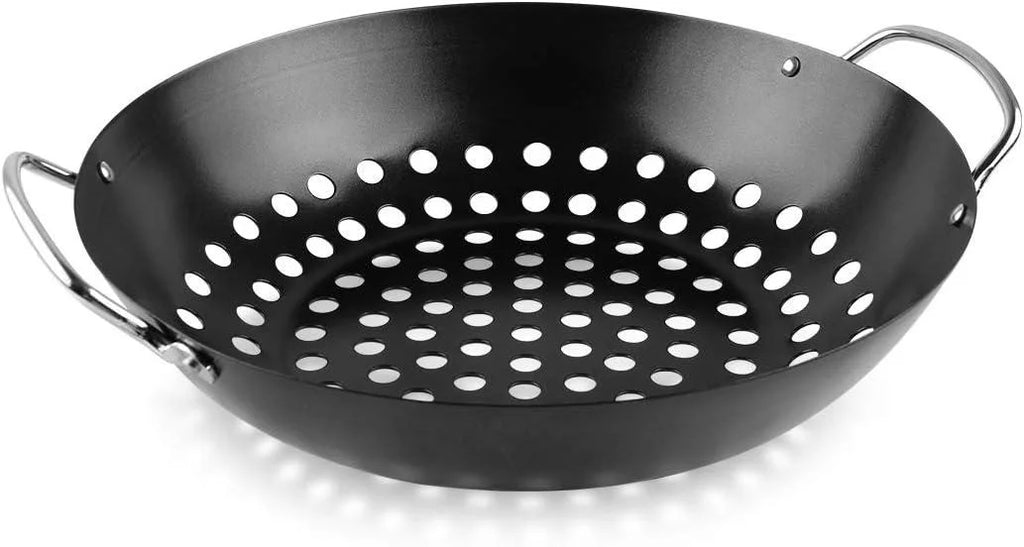 Round Grill Wok with Handle BBQ Accessory E563
