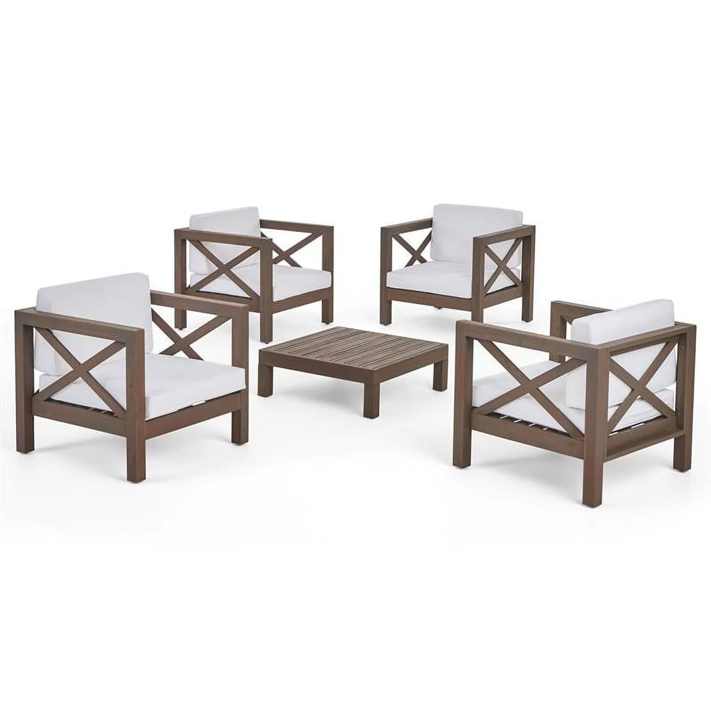 Teak & Red 4 Seater Outdoor Loveseat Chat Set P91100