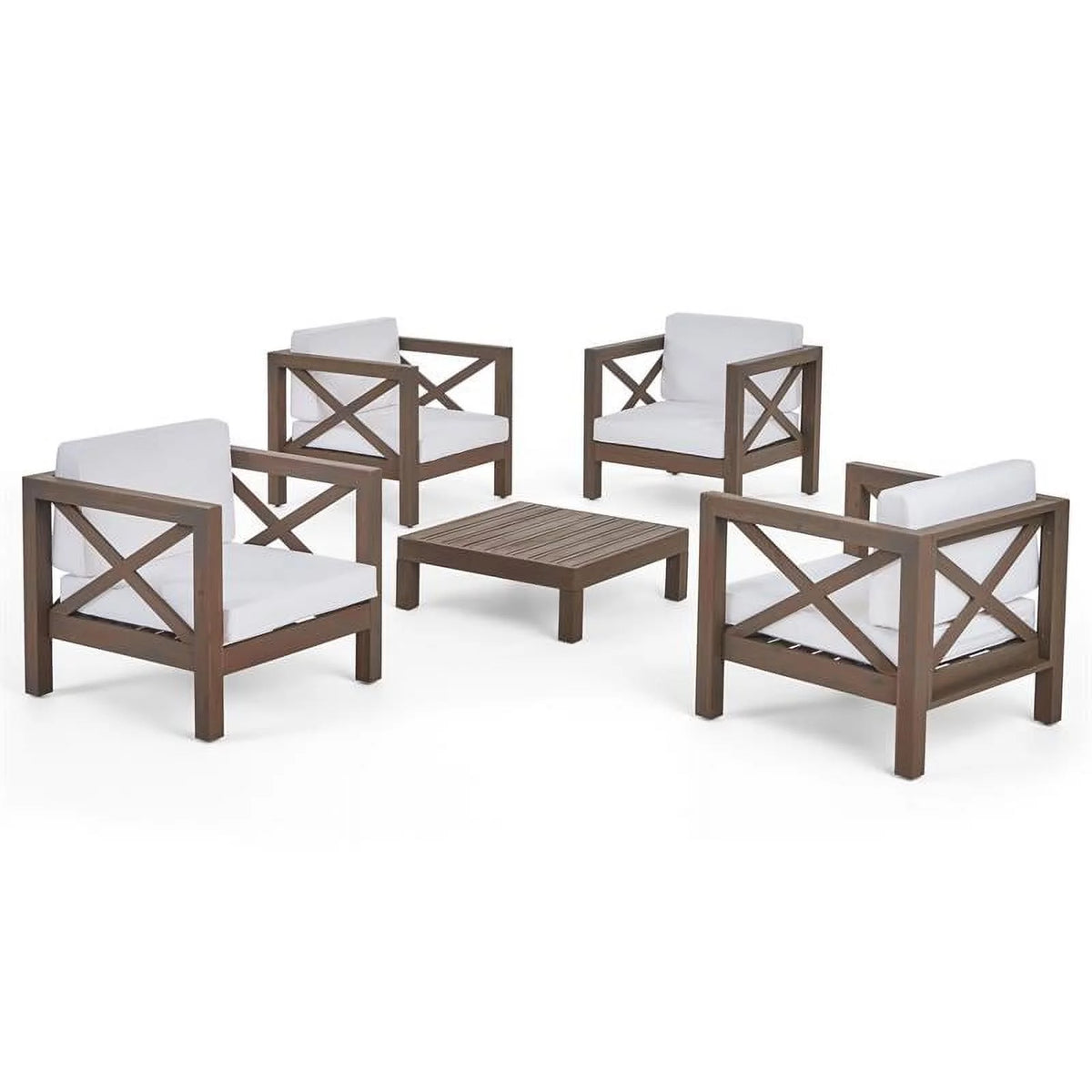 Teak & Red 4 Seater Outdoor Loveseat Chat Set P91100