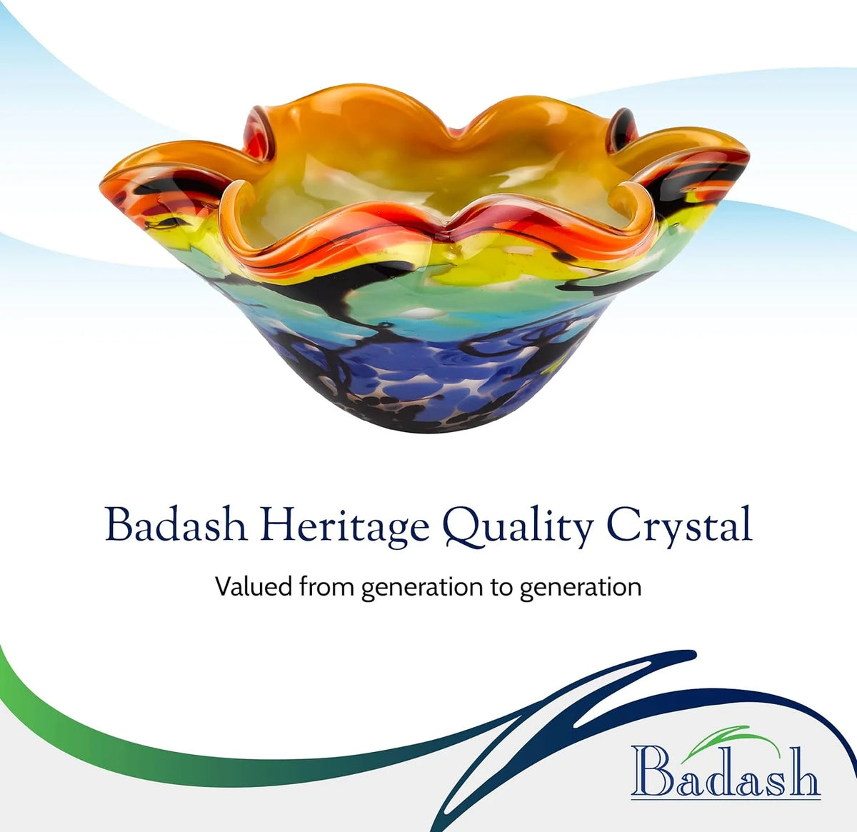 8” Mouth-Blown Art Glass Bowl E567
