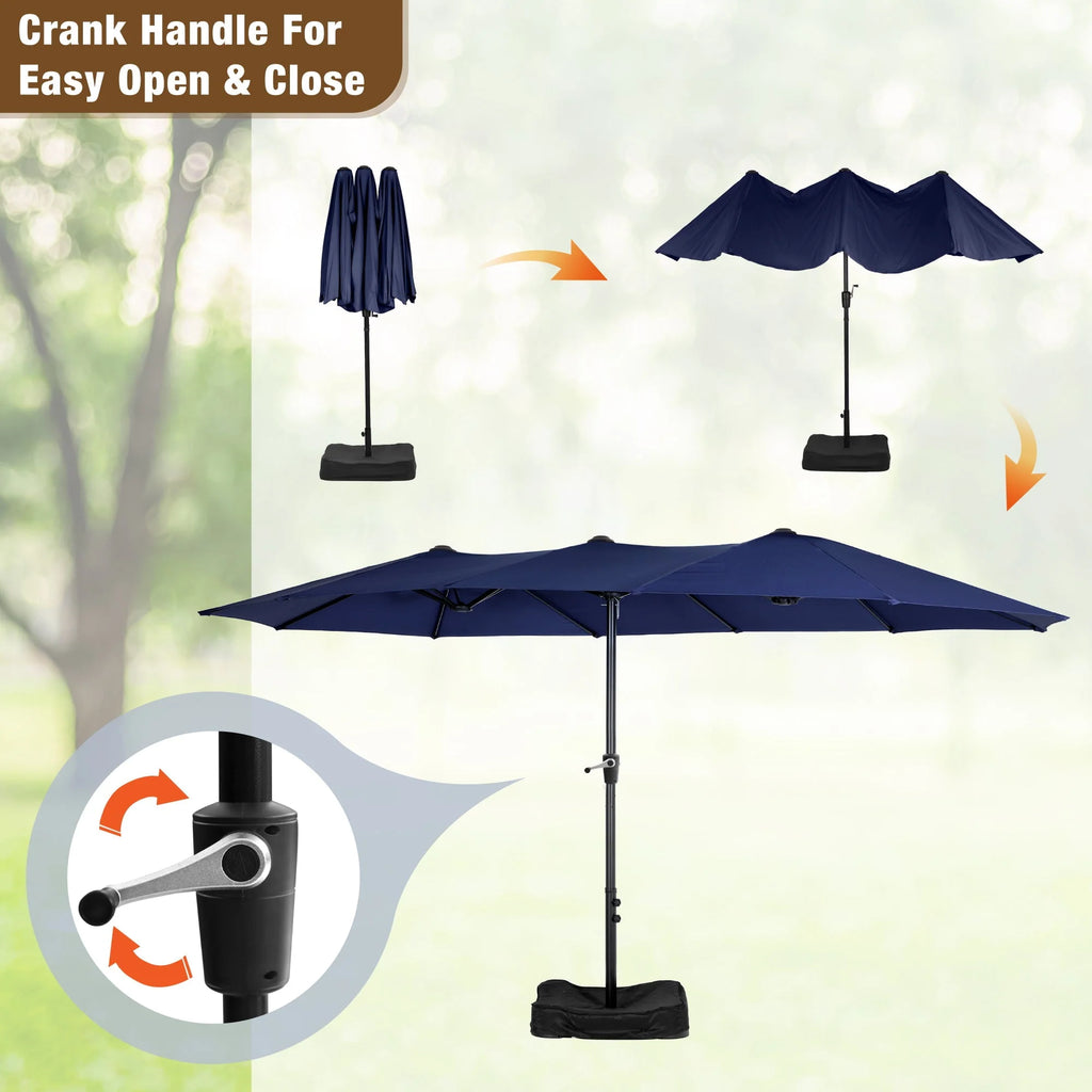 13FT Double Sided Patio Umbrella with Crank Handle I35815