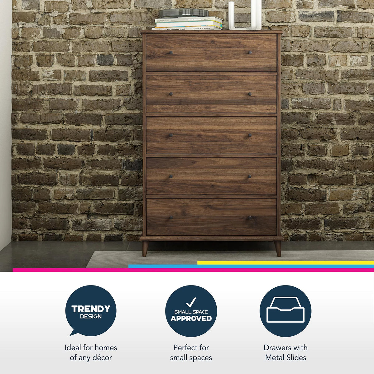 Ivory Oak 5-Drawer Dresser C44481
