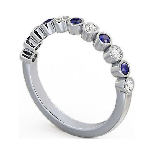 14K White Gold Blue Sapphire Eternity Band Y7900