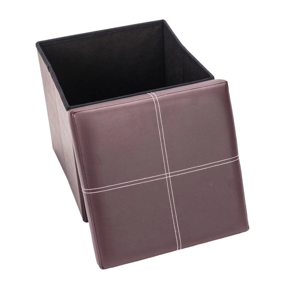 Folding Storage Cube Ottoman Brown X69799