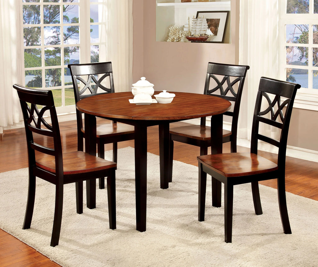 Black and Cherry Wood Dining Chairs, Set of 2 J27583