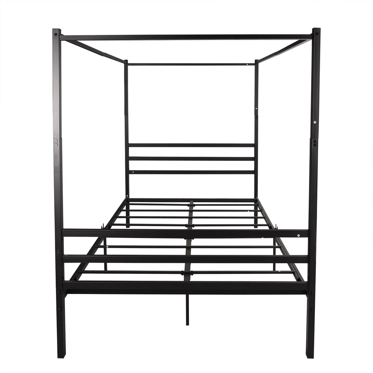 Black Queen Size Metal Platform Bed with Headboard C644469