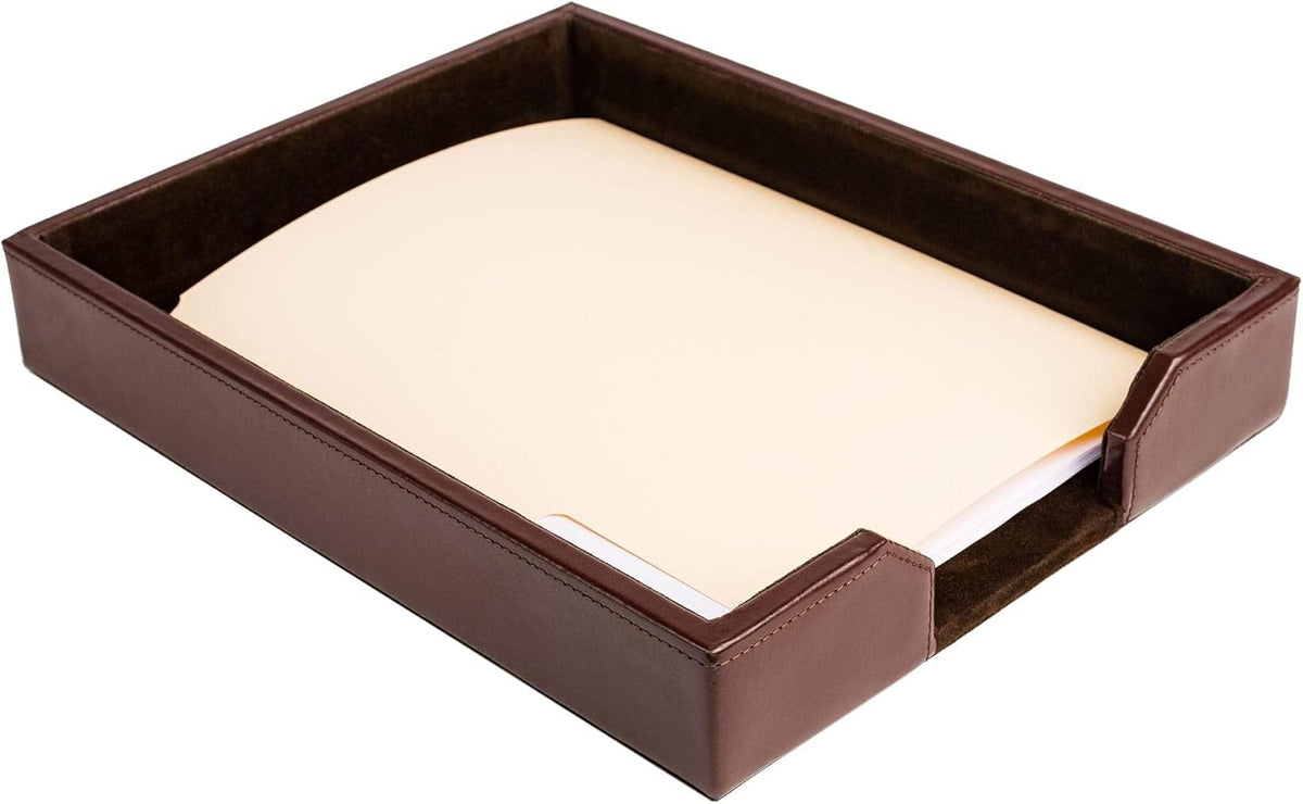 Dark Brown Bonded Leather Letter Tray Pack of 2 J95371