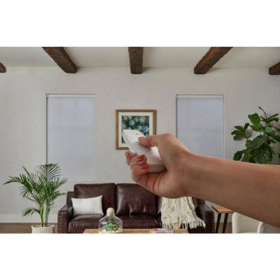 White Cordless Blackout Motorized Cellular Shade 30.25 in. W x 48 in. L F775070