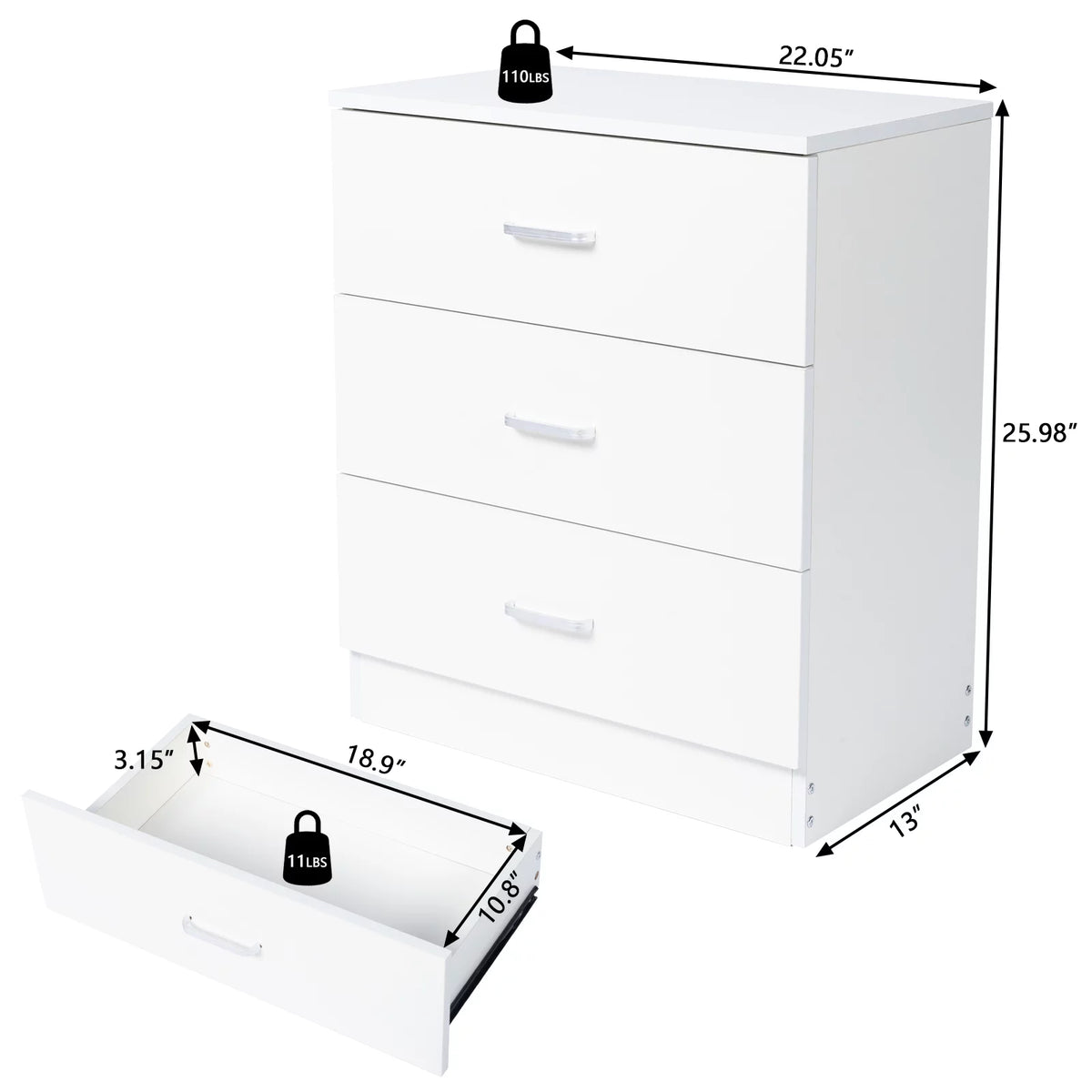 3 Drawers Nightstand Z3804