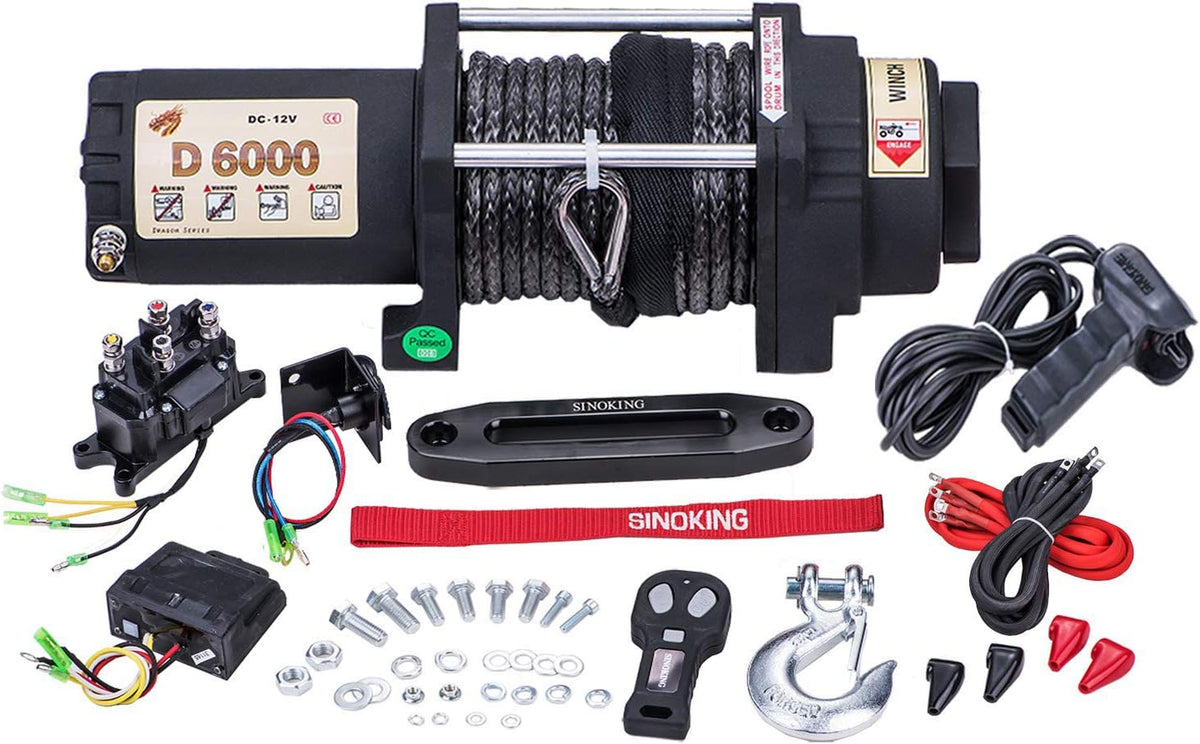 6000lb 12V Winch with Synthetic Rope and Wireless Remote Control N704