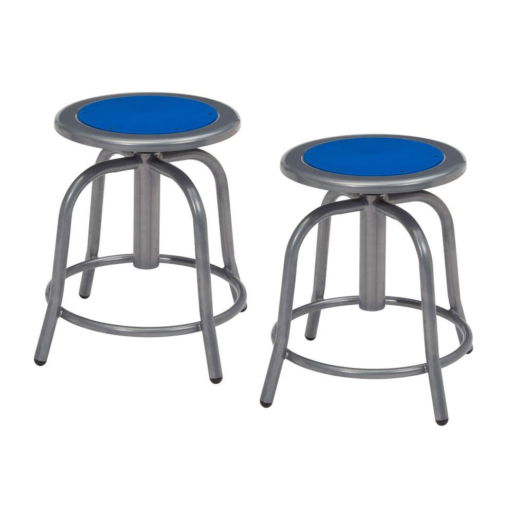 Persian Blue/Gray Steel Swivel Stools, Set of 2 D879569