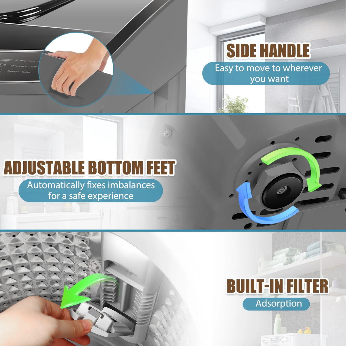 15.6lbs Fully Automatic Portable Washing Machine with LED Display Q3797