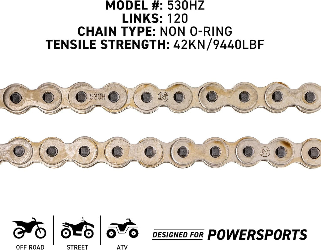 Drive Sprocket Chain Combo Front 16 Rear 42 Tooth 530HZ Standard 120 Links Pack of 2 L174