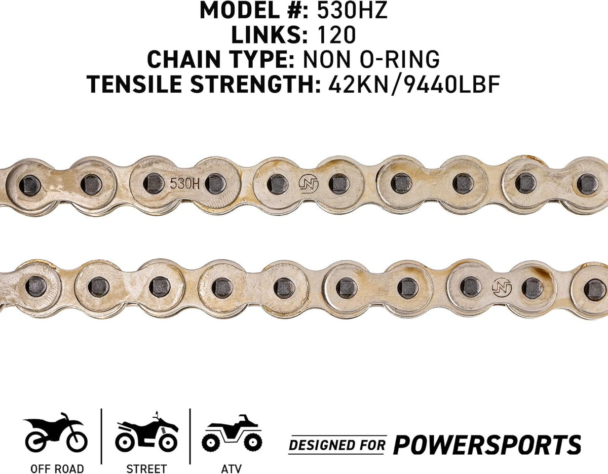 Drive Sprocket Chain Combo Front 16 Rear 42 Tooth 530HZ Standard 120 Links Pack of 2 L174