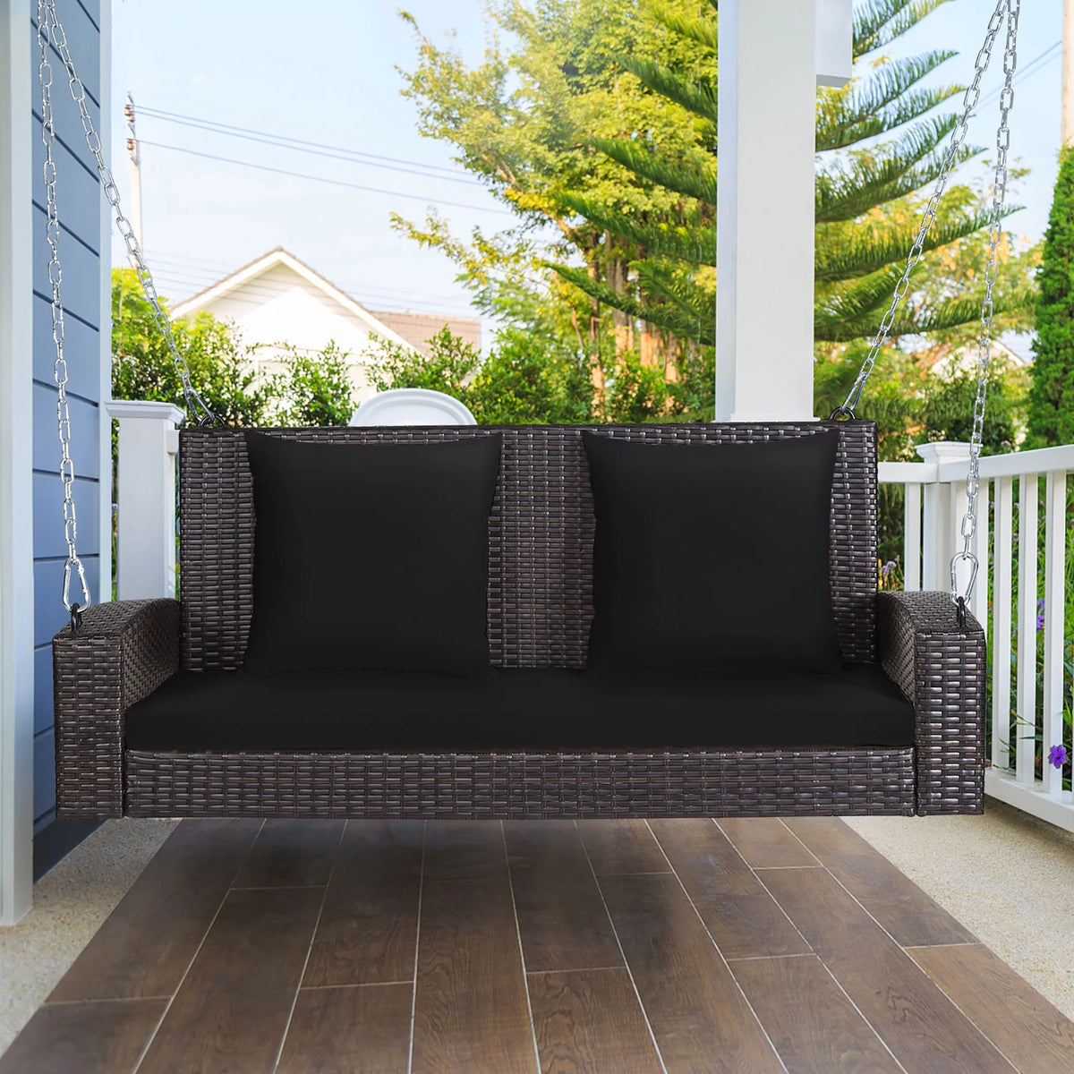 2-Person Rattan Hanging Porch Swing Bench M571413