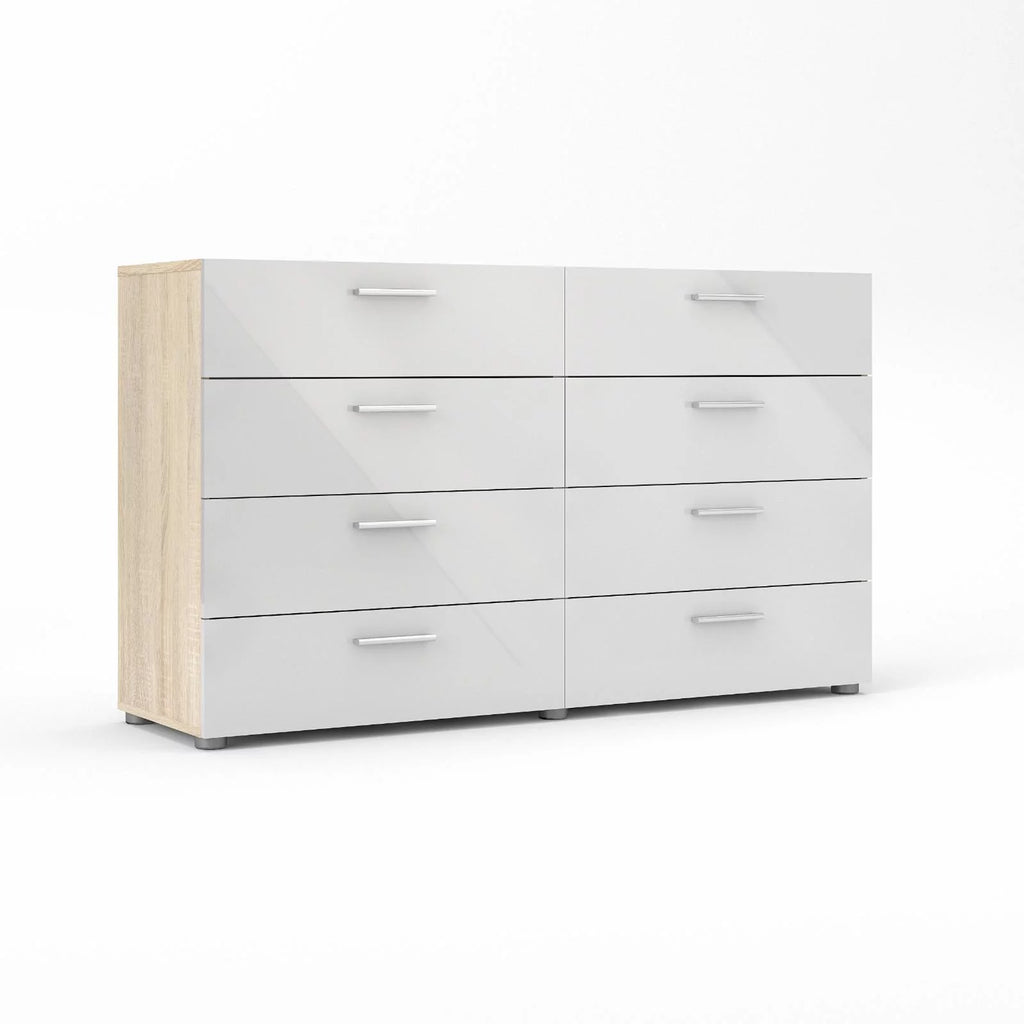 White 8 Drawer Double Dresser X123