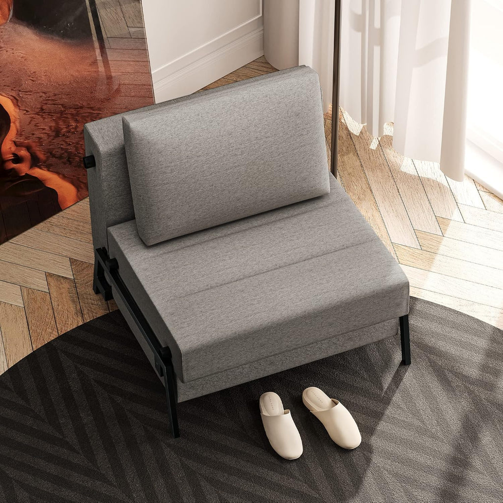 Light Gray Linen Convertible Sofa Bed D5875
