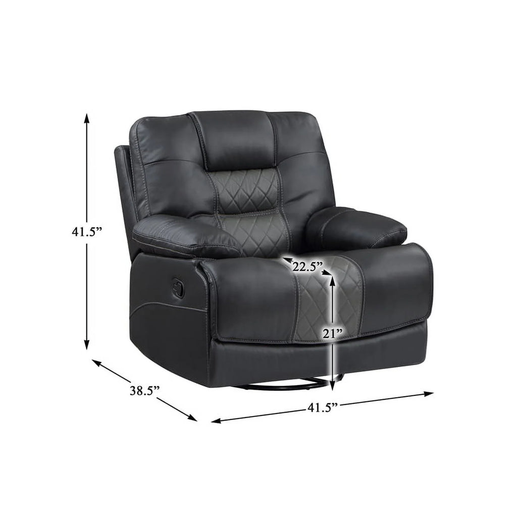 Gray Faux Leather Swivel Glider Reclining Chair D190