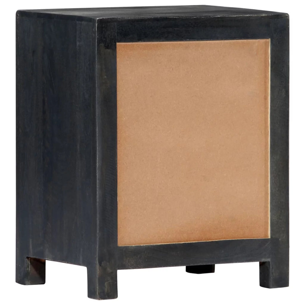 Hand Carved Gray Solid Mango Wood Bedside Cabinet P44893