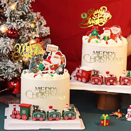 10Pcs Christmas Cake Toppers Acrylic Mirror Gold Silver R5279