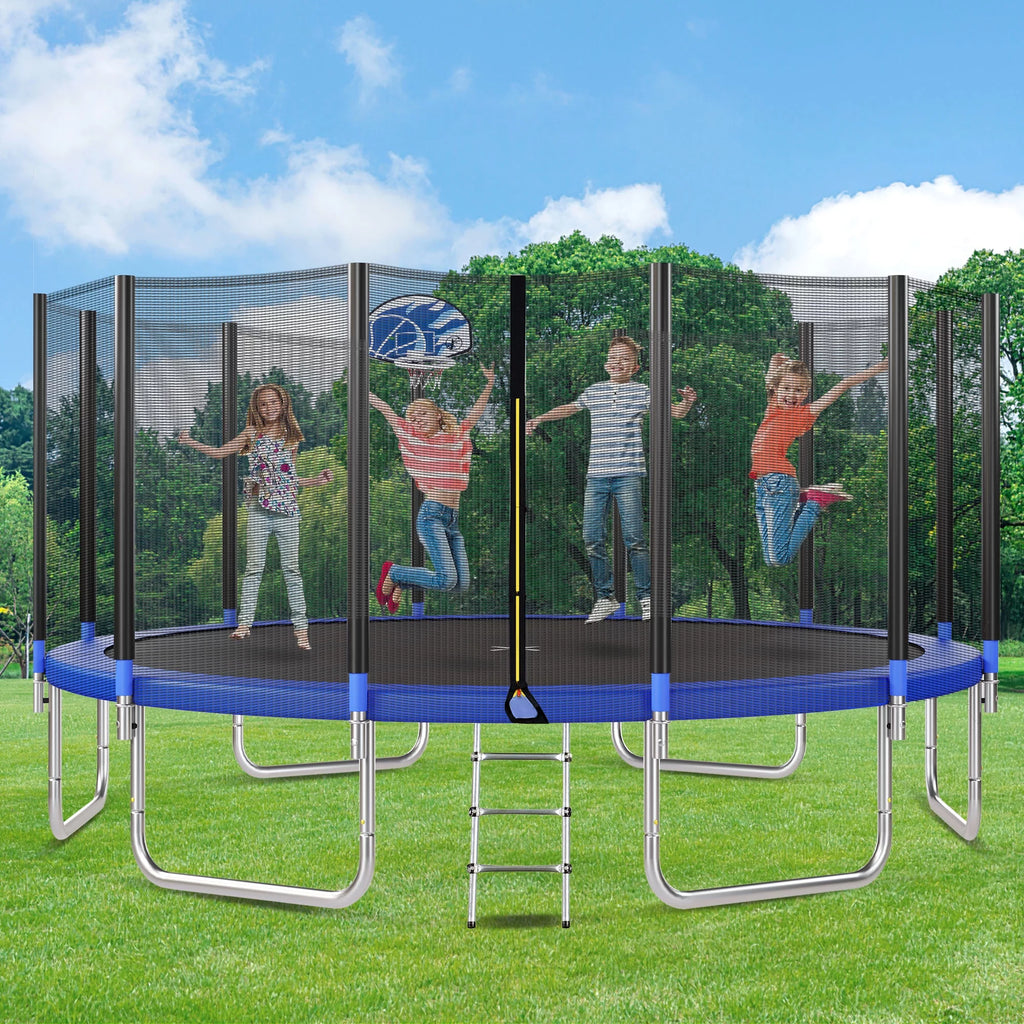 16FT Trampoline with Enclosure, Ladder, Basketball Hoop X1262