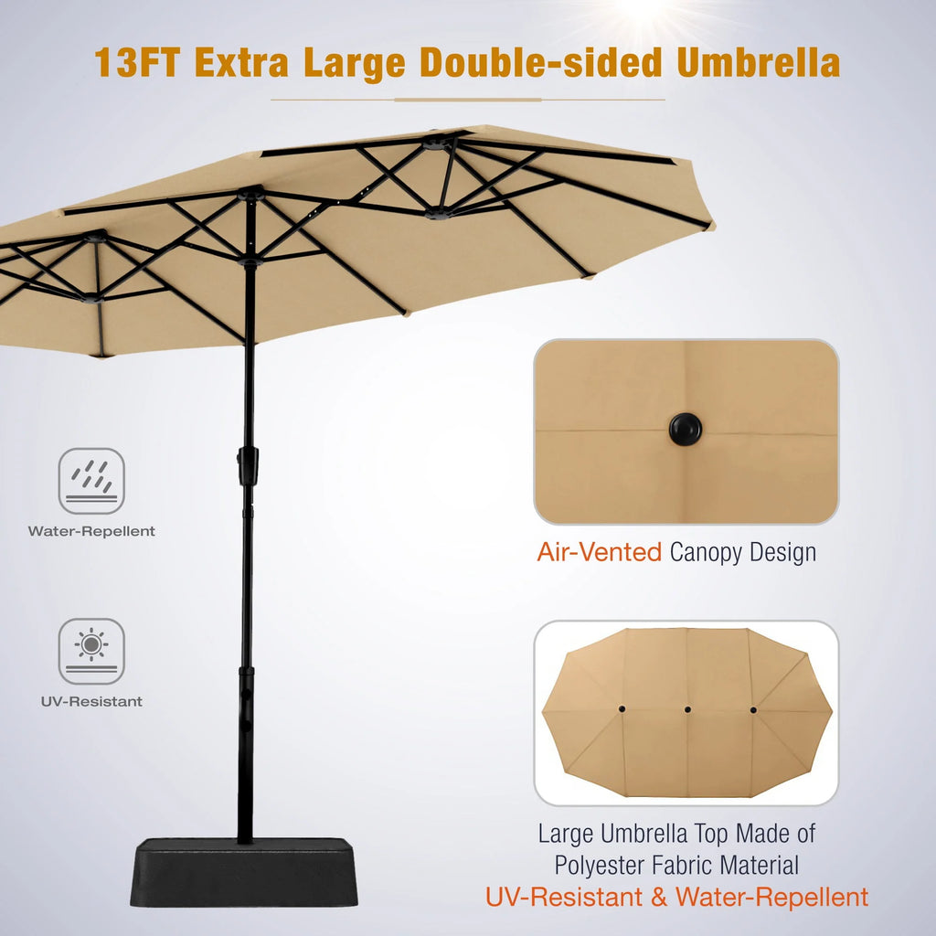13FT Double Sided Patio Umbrella with Crank Handle I35815