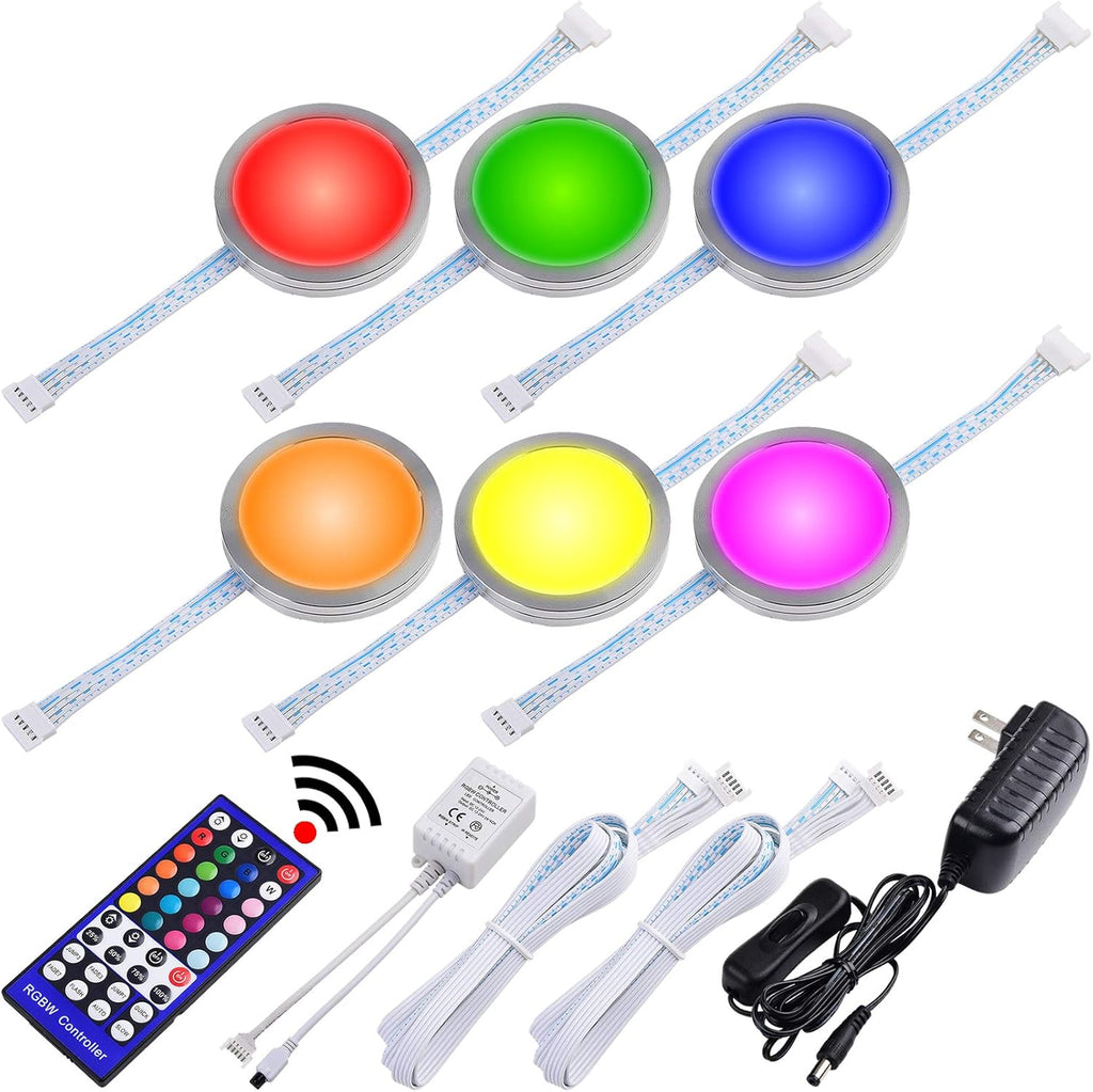 RGBWW Under Cabinet LED Puck Light Kit, 6 Lights Pack of 2 M3278