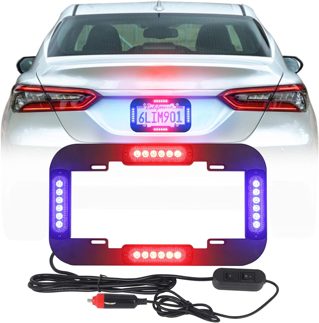 Red and Blue 13.5 inch 24 LED License Plate Strobe Lights Pack of 2 P33908