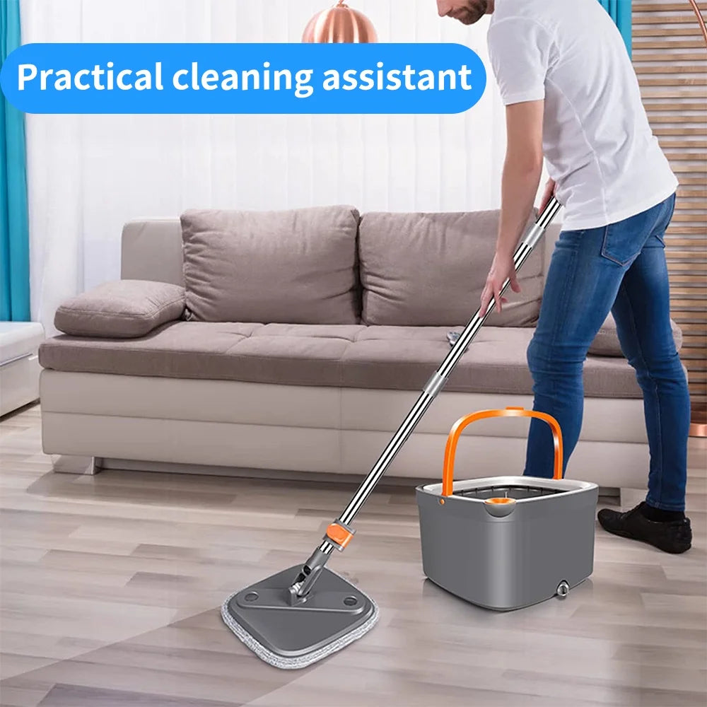 6 Packs Spin Mop and Bucket Set with Self Wringing 360° Rotating Square Mop-Head X75641