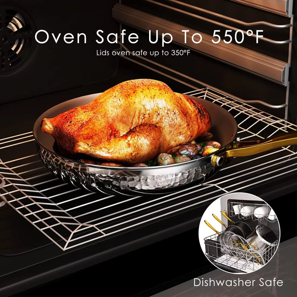Tri-Ply Stainless Steel Hammered Cookware Set Z76519