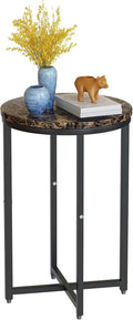 Round Side Table Metal Faux Marble 16'' D 25'' H Q7786