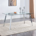 Rectangle Glass Dining Table with Metal Base O1424