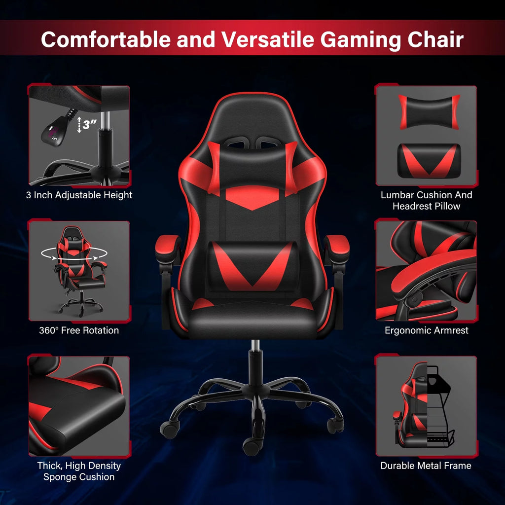 Black Red Ergonomic Adjustable Swivel Gaming Chair A214179