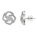 Sterling Silver Diamond Cluster Stud Earrings T736210