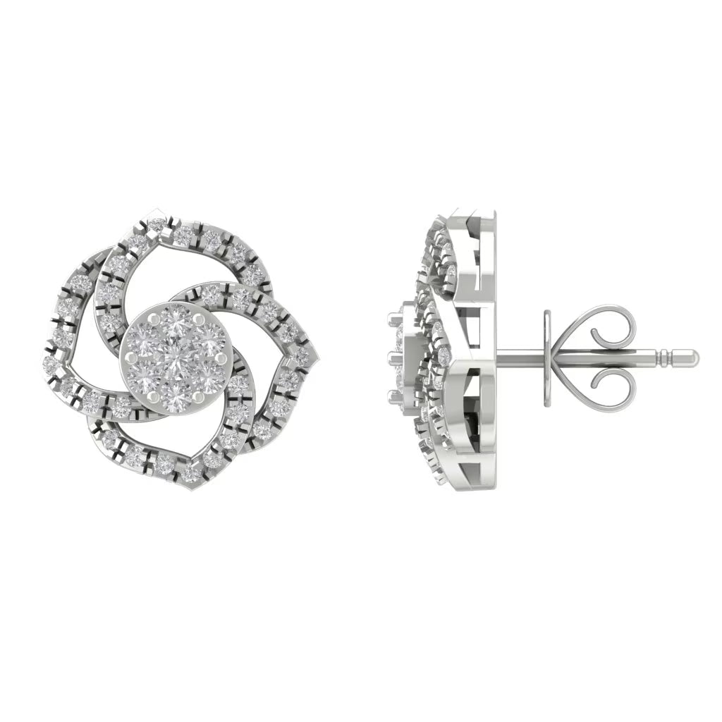 Sterling Silver Diamond Cluster Stud Earrings T736210