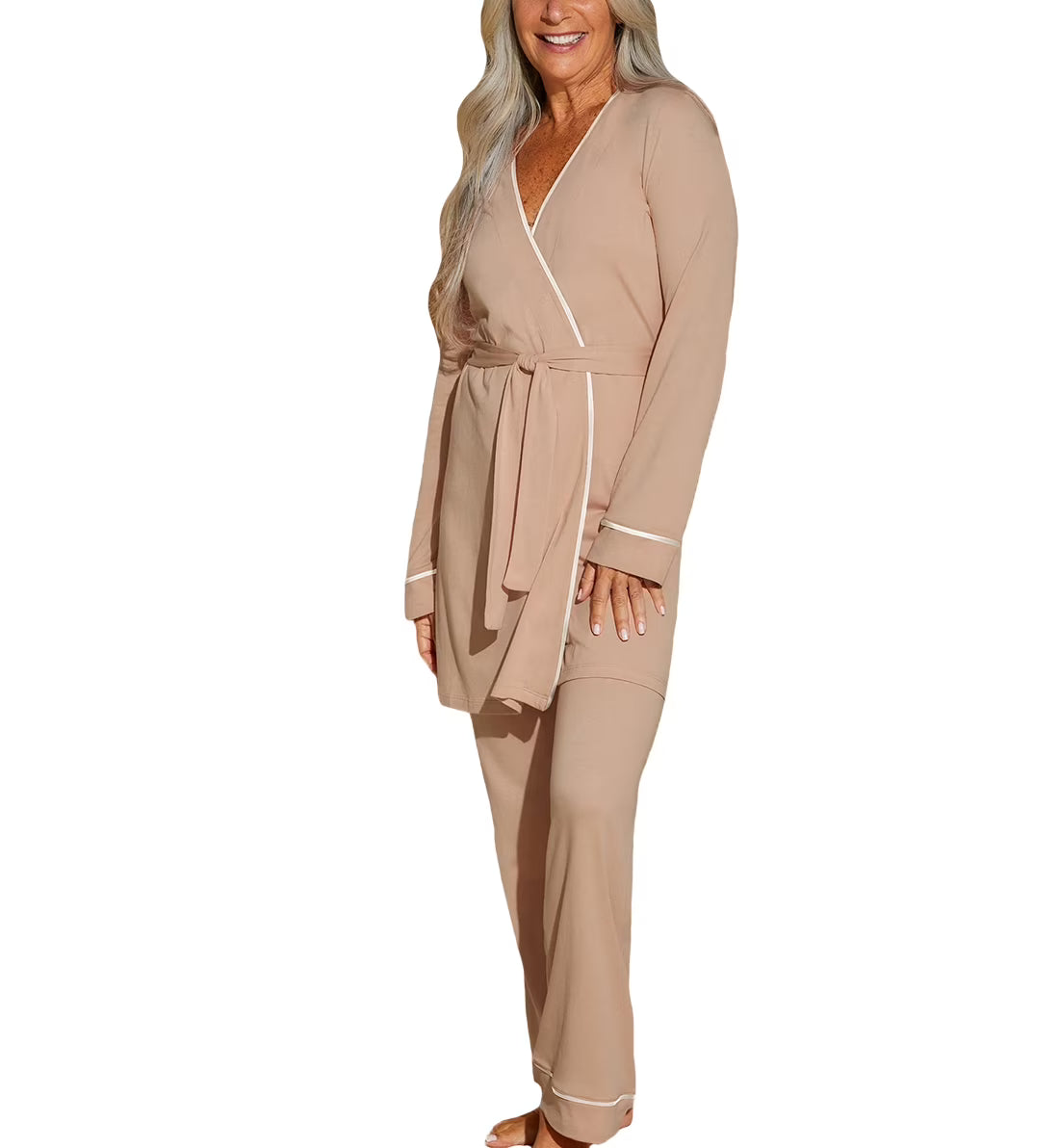 Camel/Moon Ivory 3 Piece Pima PJ Set J60522