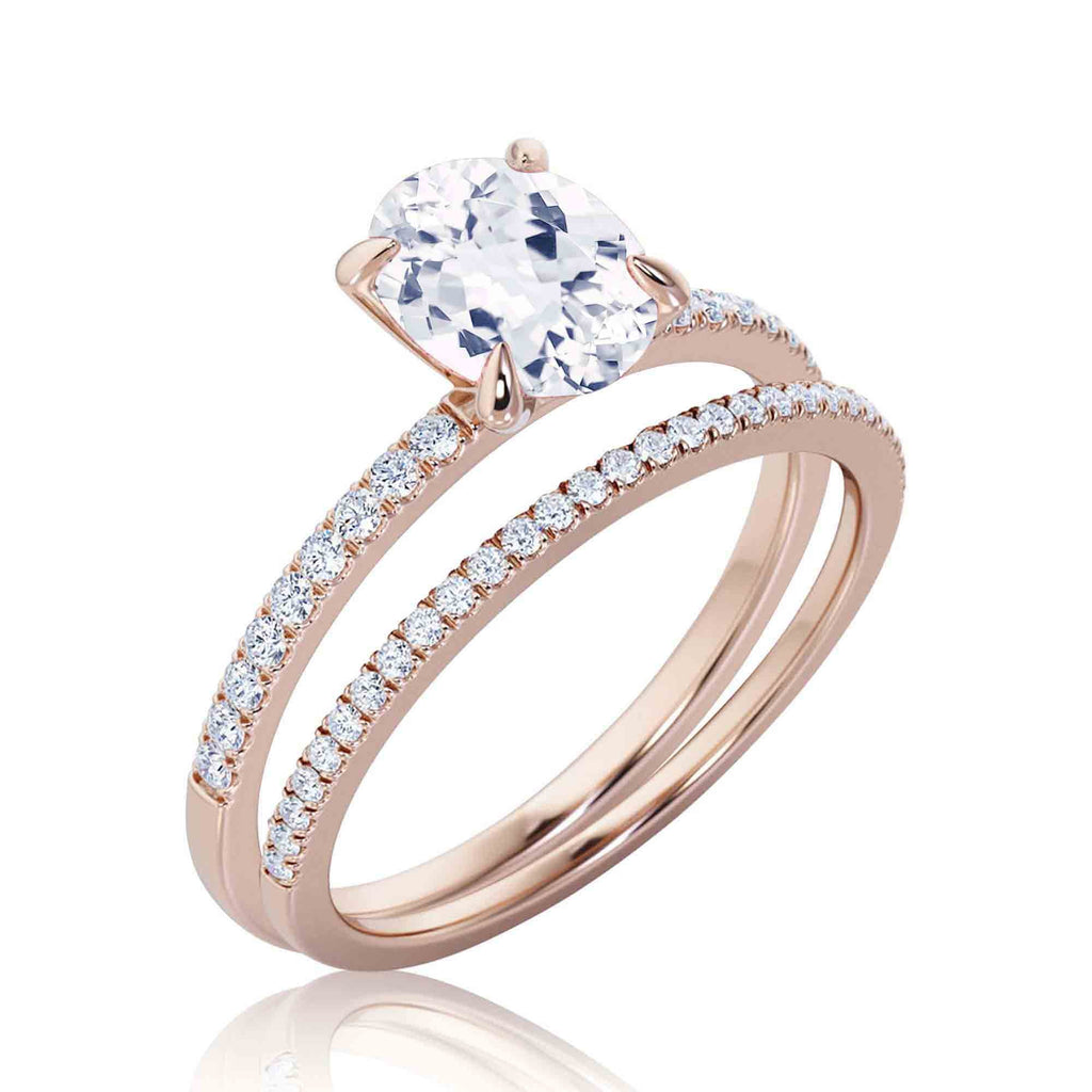 Minimalist 2.00 Carat Oval Diamond Moissanite Engagement Ring in 925 Sterling Silver With 18k Rose Gold Plating W8746