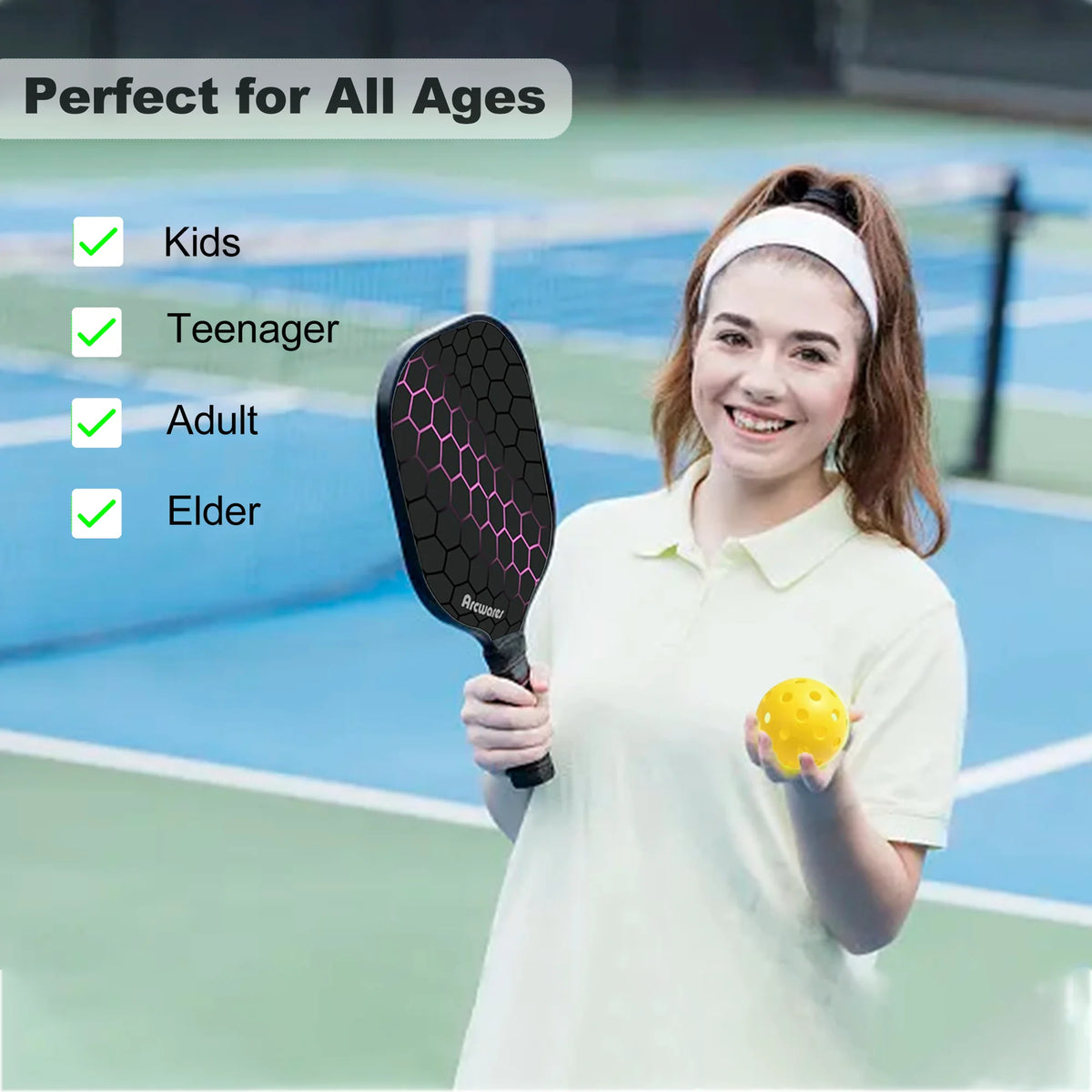 Pickleball Paddles Set of 2 with 4 Pickle Balls and Bag C166