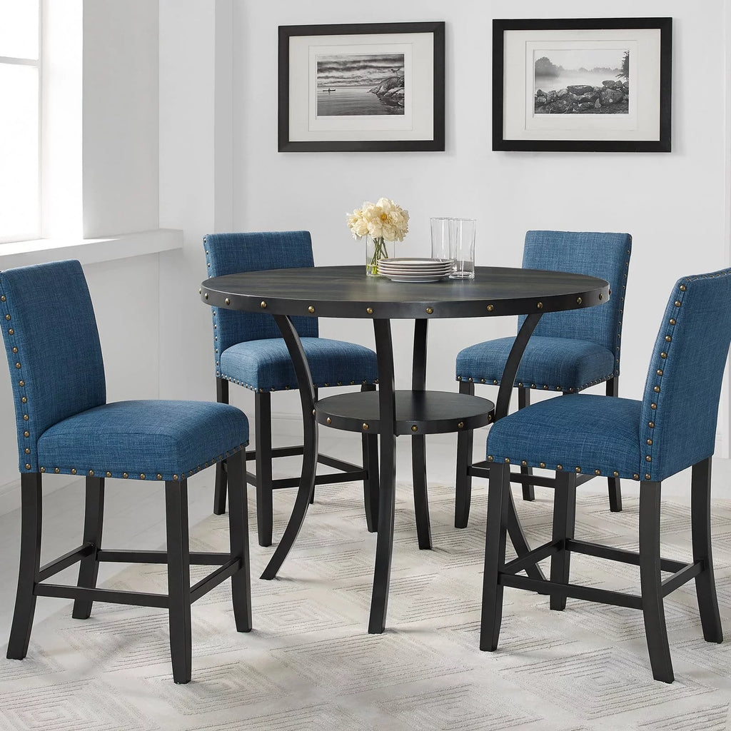 Gray Fabric Solid Rubberwood Counter Height Stool Set of 2 H755496