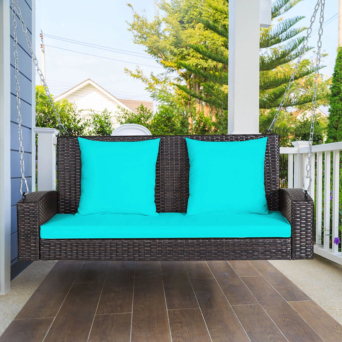 2-Person Rattan Hanging Porch Swing Bench M571413
