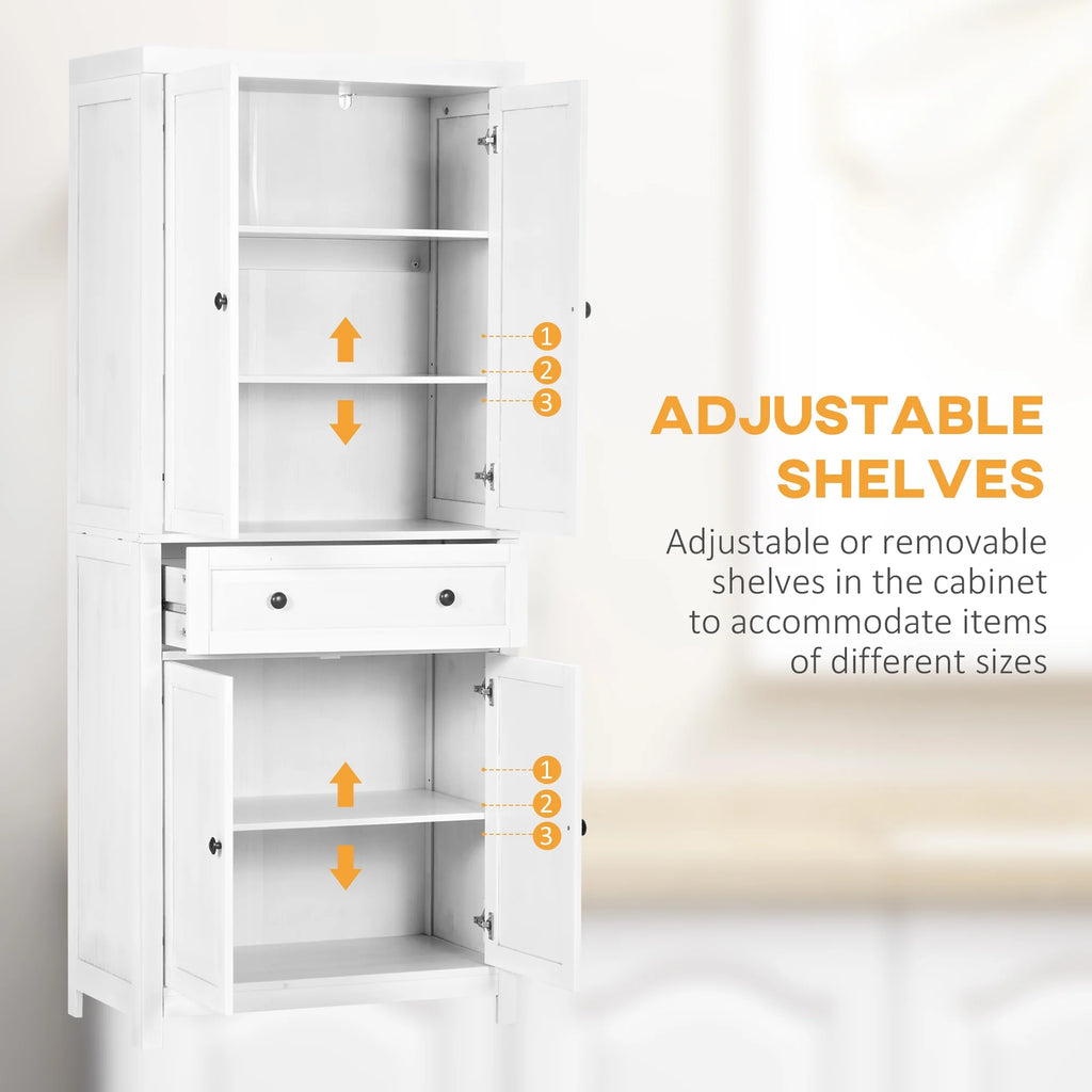 White Pinewood Kitchen Pantry Storage Cabinet G9014