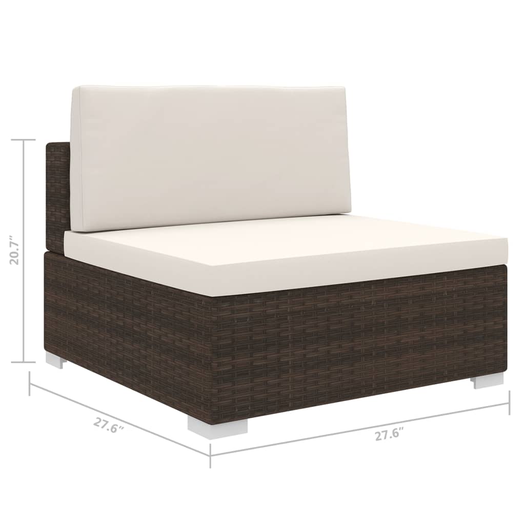 Brown Poly Rattan Sectional Middle Seat with Cushions E474735