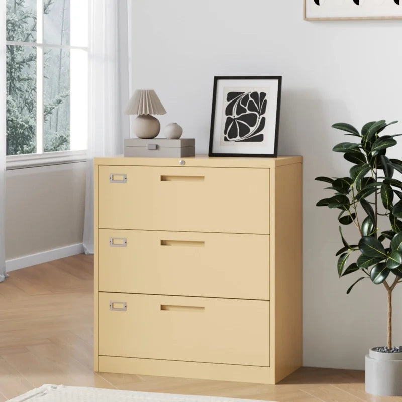 3 Drawer Lockable Metal File Cabinet X635075